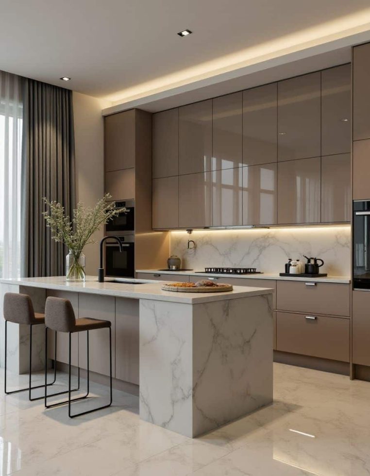 آشپزخانه مدرن و شیک کابینت هایگلاس